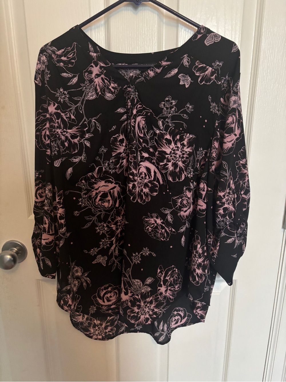 torrid Black Blouse with Pink Floral Print